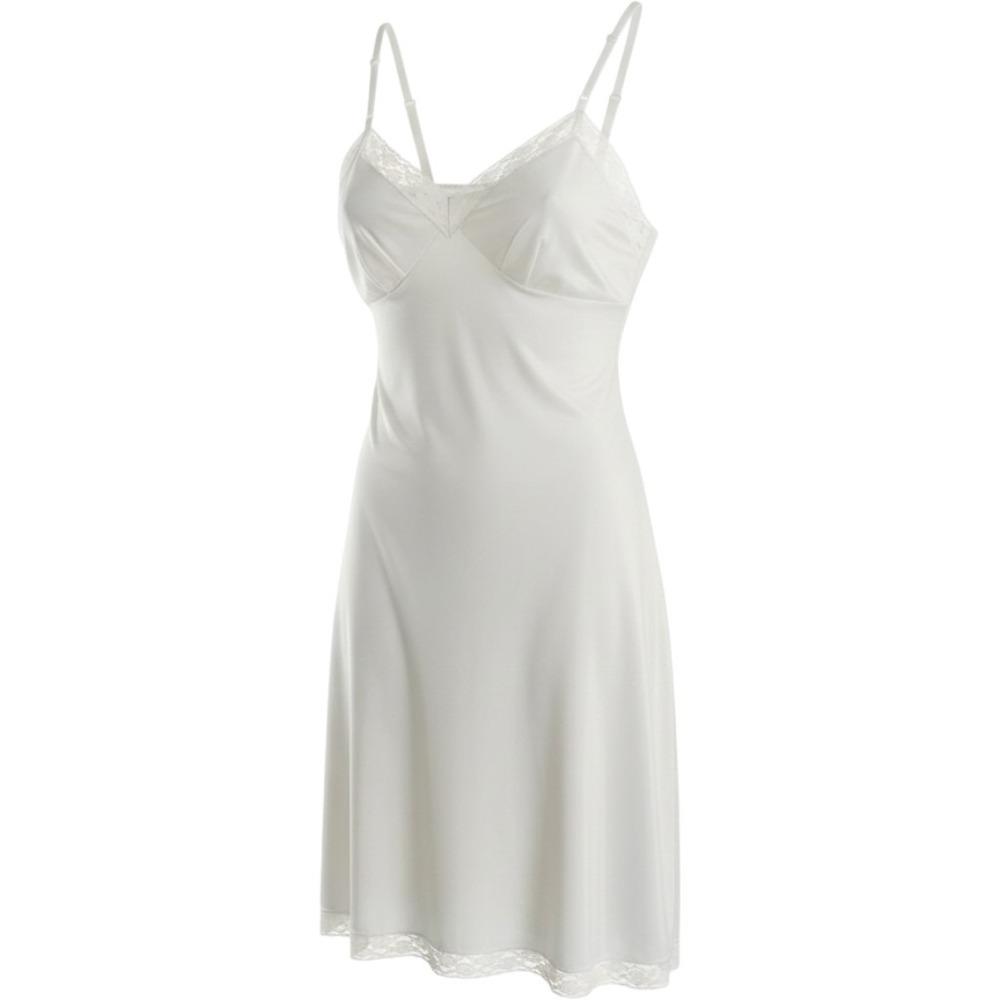 Vintage Vanity Fair White Lace Trim Full Slip Dress 10-103 Made USA Size 40 22